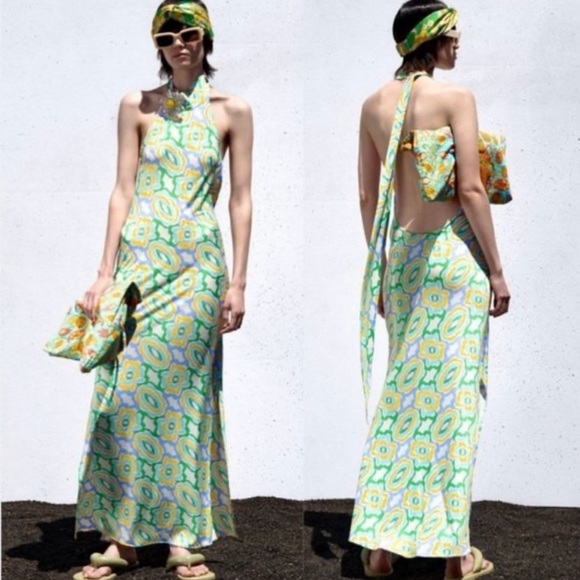 Zara Summer Halter Dress 💛💚 - Picture 3 of 4